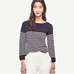 NWT Ann Taylor Cashmere Striped Sweater